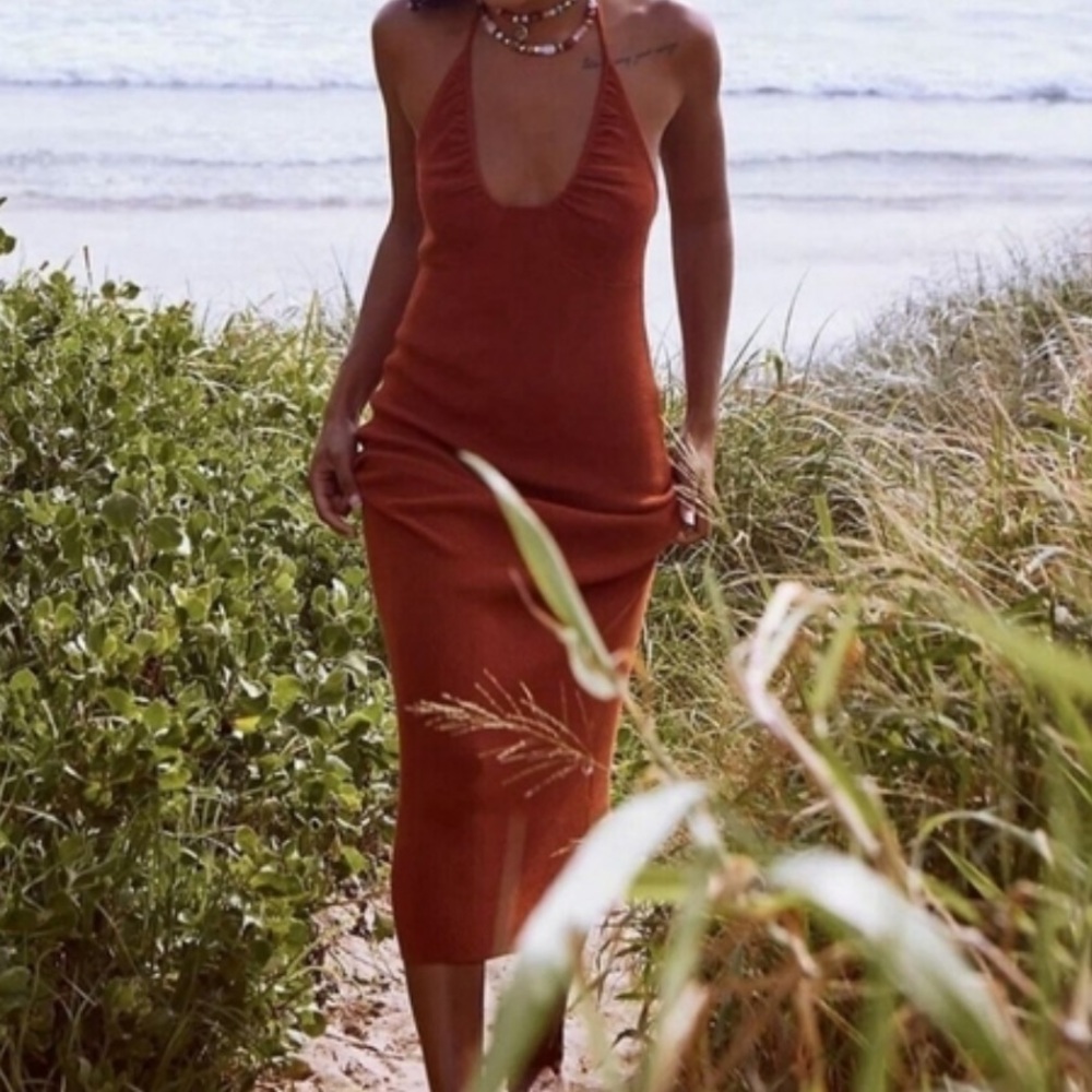 Free People Terracotta Backless Dress